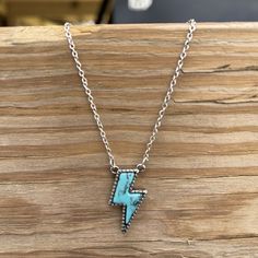 Lightning Bolt Stone NecklaceTurquoiseMini Western Fashion Jewelry, Rodeo Jewelry, Lightning Bolt Necklace, Turquoise Western, Country Jewelry, Western Necklaces, Accent Light, Looks Country