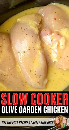 slow cooker olive garden chicken is shown in an advertisement