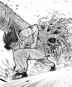 an image of two pages from the comic, one is being chased by a monster