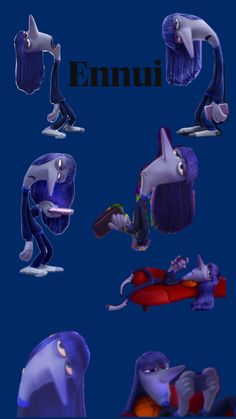 an animated character is shown in various poses