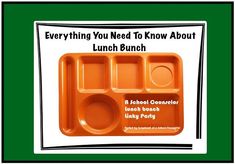 an orange lunch tray with the words, everything you need to know about lunch bunch