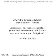 a quote from rauh kaushishi on what is the differences between friends and best friends