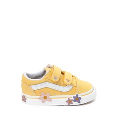 Vans Old Skool V Skate Shoe - Baby / Toddler - Yellow / Floral Best Vans, Baby Vans, Floral Vans, Baby Ruth, Toddler Wearing, Vans Store, New Vans, Baby Fits, Skate Style