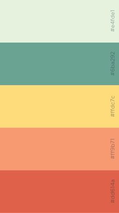 the color palette is different shades of green, orange, yellow and red with words on each side