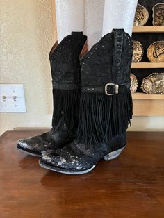 These are $260 new, slight worn once size 6 1/2 see photos Western Boots With Concho And Round Toe, Concho Western Boots With Round Toe, Leather Mid-calf Boots For Country Events With Snip Toe, Western Leather Boots With Concho, Western-themed Round Toe Boots With Concho, Round Toe Boots With Concho For Western-themed Events, Concho Boots With Round Toe For Western-themed Events, Western Hand Tooled Boots For Festivals, Hand Tooled Western Boots For Festival