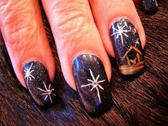 Christmas Nails Star Of Bethlehem, Christian Christmas Nails, Holidays Nails, Pride Nails, Holiday Nails Winter, December Nails