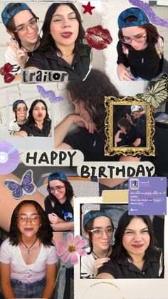 a collage of photos with the words happy birthday written on them and pictures of people