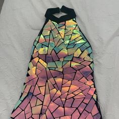 Fun, Colorful, Short Party Dress. Perfect For Birthday Party, New Year's Eve Or Just A Night Out. The Plastic Mirror Pieces Are A Hologram/Iridescent Color. The Back Of Dress Is A Black Velvet Material, Size Medium But Can Fit A Small - Does Have Stretch. Iridescent Fitted Dress For Party, Iridescent Fitted Party Dress, Fitted Rave Party Dresses, Iridescent Fitted Mini Dress For Party, Multicolor Disco Mini Dress For Party, Iridescent Sleeveless Party Dresses, Multicolor Disco Style Party Dress, Disco Style Multicolor Party Dress, Multicolor Disco Party Dress