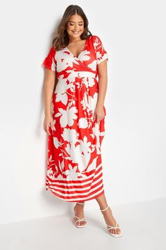 Elevate your new season wardrobe with this must-have maxi dress. Made from a comfortable jersey fabric, it features a floral design with a wrap front, a tie waist, a v-neckline, and short sleeves. Simply team with heels for an effortless and elegant look ready for your next social occasion. Wrap Dress Casual, Short Sleeve Bridesmaid Dress, Plus Size Summer Dresses, Apple Shape, Plus Swimwear, Next Fashion, Short Bridesmaid Dresses, Popular Outfits, Fashion Fits