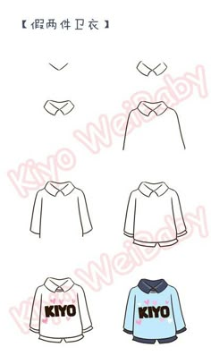 the instructions for how to draw an anime character's shirt and sweaters in japanese