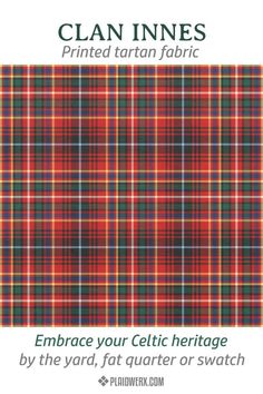 Fabric in the family tartan of Clan Innes, from the Innes Collection at Plaidwerx. Pet Leash, China Mugs, Hip Flask