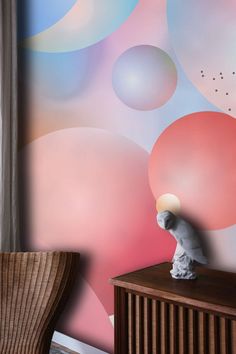 3d art balls wallpaper mural home interior Balls Wallpaper, Speckled Texture, Colour Gradient, Illusion Of Depth, 3d Mural, Tranquil Bedroom, Ombre Wallpapers