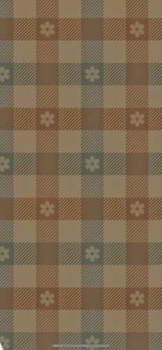 a brown and tan plaid wallpaper with flowers on it