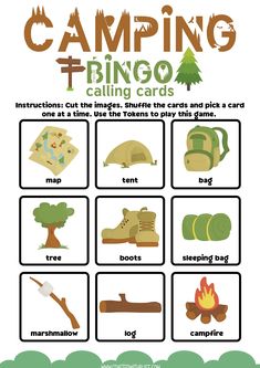 20 Camping BINGO For Preschool Kindergarten – CraftedwithBliss Literacy Worksheets Preschool, Camping Activities For Preschool, Camping Crafts For Toddlers, Preschool Camping Activities, Camping Worksheets, Camping 2023, Preschool Camping, Camping Bingo, Camping Printables