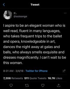 the tweet on twitter has been altered to be an elegant woman who is well read, fluent in many languages