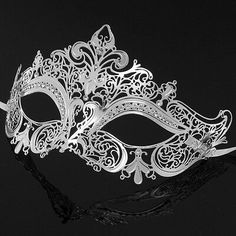 Luxury Silver Elegant Metal Laser Cut Venetian Halloween Ball Masquerade Mask | eBay Fantasy Halloween Masks For Gift, Vintage Costume Accessories For Carnival, Fantasy Halloween Masks As Gifts, Fantasy Style Halloween Masks As Gifts, Vintage Masquerade Costume Accessories For Halloween, Vintage Masks For Halloween Costume Party, Vintage Halloween Costume Party Masks, Handmade Halloween Masks As Gifts, Handmade Halloween Masquerade Mask For Party