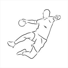 an outline drawing of a basketball player