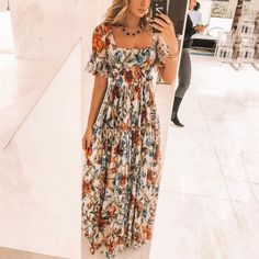 Sexy Short Sleeves Floral Print Off Shoulder Maxi Dress Short Sleeve Maxi Dress, Short Sleeve Maxi Dresses, Dresses Xxl, Floral Print Maxi Dress, Teacher Outfits, Floral Print Maxi, Linnet, Sleeve Maxi Dress, Maxi Dress With Sleeves