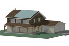 an image of a two story house with a porch and covered front porch, shown in 3d