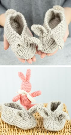 crocheted baby booties are shown with the text, free pattern and instructions