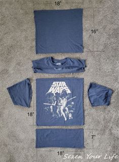 an image of a star wars t - shirt cut out on the floor with measurements