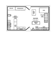 the floor plan for a small kitchen and living room