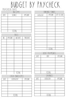 a printable budget by pay check