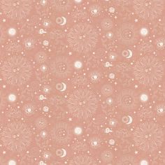 a pink background with stars and moon designs