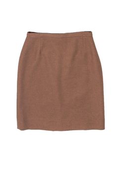 Current Boutique-Paule Ka - Tan Wool Blend Pencil Skirt Sz 6 Classic Wool Skirt For Work, Winter Workwear Mini Pencil Skirt, Classic Fitted Wool Skirt, Brown Mini Skirt For Winter Workwear, Fitted Pencil Skirt For Office In Winter, Winter Office Mini Pencil Skirt, Brown Winter Mini Skirt For Work, Winter Mini Pencil Skirt, Brown Lined Skirt For Workwear