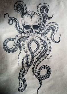 an octopus with a skull on it's back