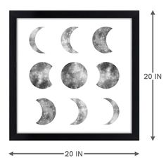 the phases of the moon are shown in black and white