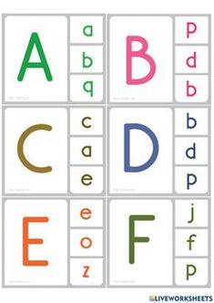 the alphabets are arranged in different colors and font options for each letter, including letters