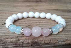 Female Emotions, White Beaded Bracelet, Fertility Bracelet, Women Gift Ideas, White Bracelet, Diffuser Jewelry, Rose Quartz Bracelet, Energy Bracelets, Beads Bracelet Design