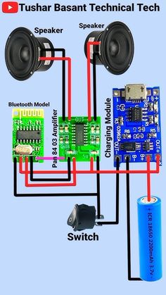 an electronic device is connected to two speakers