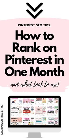 a computer screen with the words how to rank on pinterest in one month