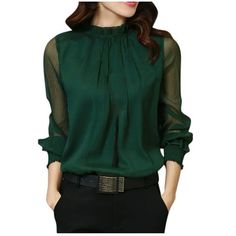 About Summer Tops for Women 2022 Long Sleeve Fall Autumn Shirts Dressy Casual Plus Size: Features:Women Tops Dressy Casual Long Sleeve, Women's Sheer Mesh Long Sleeve Top Blouse Elegant Mock Neck Shirts for Women Casual Pleated Pullover Tees Fall If you want a unique pattern in your everyday wardrobe, this shirts for women dressy casual is the exact piece you need! The simple silhouette is casual chic and never out of date. It will be a perfect gift for your mama, auntie, grandma, or your best f Sheer Chiffon Blouse, Ruffle Long Sleeve Blouse, Chiffon Blouses, Lace Outfit, Party Kleidung, Meeting Friends, Ads Manager, Womens Turtleneck, Pinterest Ads