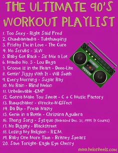 the ultimate 30's workout playlist with various music tracks and audio equipment on it