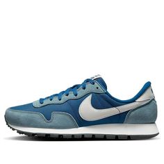 Experience the classic style of the Nike Air Pegasus 83 PRM Men's Shoe. Featuring a 70s-inspired material, this shoe is easy to style and offers a comfortable fit around the ankle. The waffle outsole and soft foam midsole provide a lightweight and comfortable feel, while the Valerian Blue colorway adds a unique touch. Perfect for everyday wear, the Nike Air Pegasus 83 PRM is the perfect way to stand out from the crowd. Enjoy the classic style of the Nike Air Pegasus 83 PRM with its unique design and comfortable fit. (SNKR/Low Top/Non-Slip/Shock-absorbing) Nike Pegasus 83 Mens, Vintage Nike Blue Sneakers, Vintage Blue Nike Sneakers, Classic Blue Lace-up Running Shoes, Retro Nike Running Shoes With Branded Insole, Retro Nike Running Shoes, Vintage Blue Sneakers With Rubber Waffle Outsoles, Classic Blue Running Shoes With Round Toe, Nike Air Pegasus 83