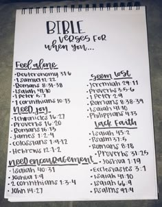 the bible verses for when you're in love are written on a white piece of paper