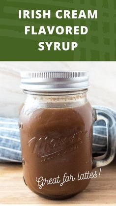 Irish Cream Flavored Syrup. Great for lattes! Irish Cream Coffee Creamer Recipe, Irish Cream Coffee Syrup, Irish Cream Syrup Recipe, Caffe Recipe, Coffee Drinks From Starbucks, Irish Cream Syrup, Irish Cream Cold Brew, Keto Hot Chocolate Recipe, Homemade Syrups