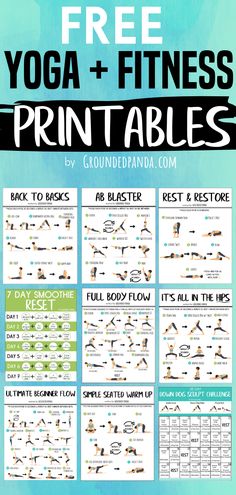 the free yoga and fitness printables for beginners to learn how to use them