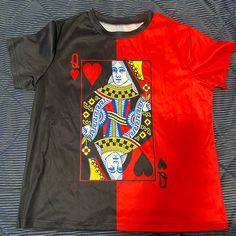 New Never Used Queen Of Hearts Size 2x Heart Tee Shirt, Heart Tee, Red Queen, Heart Shirt, Queen Of Hearts, Spring Fashion, Colorful Shirts, Black And Red, Tee Shirts