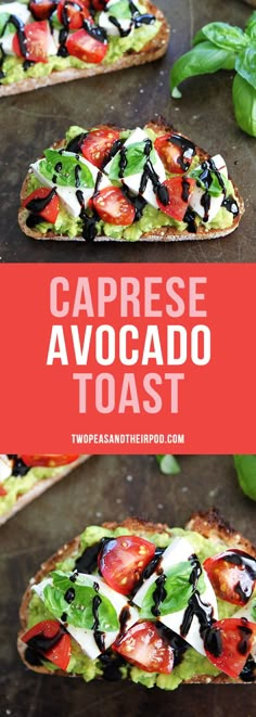 caprese avocado toast with tomatoes and basil