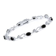 PRICES MAY VARY. Intricate Greek Vine Design: Elevate your style with the enchanting Greek Vine design of this tennis bracelet. Meticulously crafted in 925 sterling silver, the intricate vine pattern adds a touch of timeless elegance to the piece. Bold Black Onyx Gemstones: Adorned with striking black onyx gemstones, this bracelet boasts a bold and sophisticated look. The deep, rich color of the onyx stones adds a sense of mystery and allure, making it a statement accessory for any occasion. Daz Elegant Black Diamond Bracelet, Fine Jewelry With Black Gemstone Accents, Formal Black Cubic Zirconia Diamond Bracelet, Elegant Black Jewelry With Gemstone Accents, Elegant White Gold Bracelets With Gemstone Accents, Elegant Black Bracelets For Anniversary, Elegant Tennis Bracelet With Gemstone Accents, Black Oval Gemstone Accent Jewelry, Black Oval Jewelry With Gemstone Accents