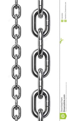 two metal chains on white background with clipping for each chain to be hung together