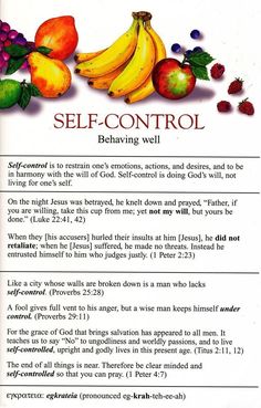 an image of a self - control poster with fruits and berries on it's back