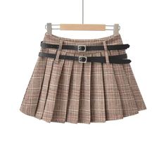 Double Belts included :) Material: Cotton, Woolen Color: Khaki Plaid Unit: CM Hip Waist Length S 91 64 35 M 95 68 36 L 99 72 37 XL 103 76 38 * 1cm ≈ 0.3937 inch Note: There may be 2-3cm error due to manual measurement. If you need size help, please drop us a message, we'd love to help. Pleated Plaid Skirt, High Waist Pleated Skirt, High Waist Skirts, Style Anglais, High Waisted Pleated Skirt, Nature Dress, Cloth Belt, Zipper Skirt, England Style