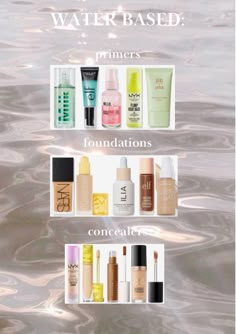 water based makeup products, if you want a makeup routine with only water based products.🌟 Silicon Vs Water Based Makeup, Hydrating Makeup Products, Water Base Makeup, Glowing Makeup Products, Water And Silicone Based Makeup, Silicone Vs Water Based Primer, Water Based And Silicone Based Makeup, Silicone Based Makeup Products, Makeup Base Routine