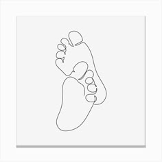 a black and white drawing of a foot with two toes on it's side