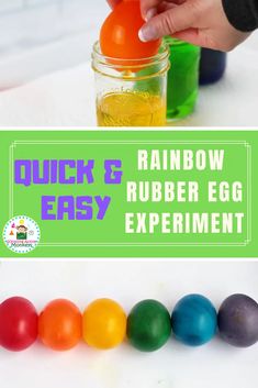 rainbow rubber egg experiment for toddlers to play with and learn how to make it